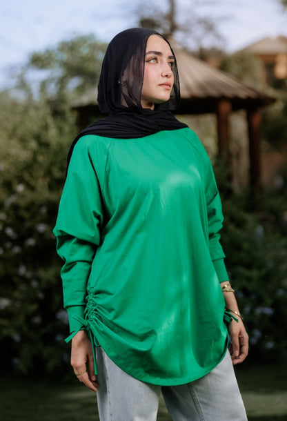 Green bow blouse