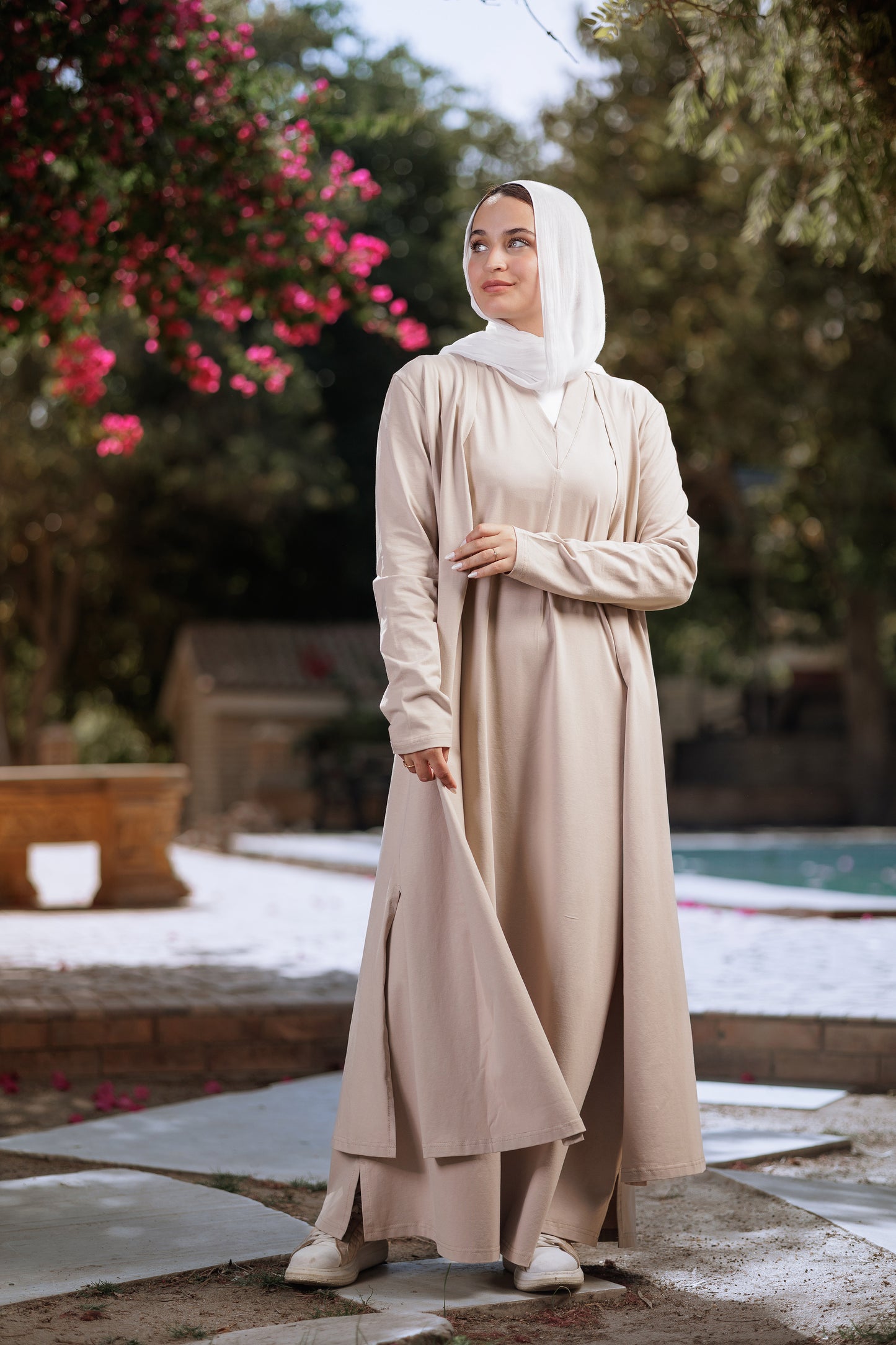 Beige suit dress