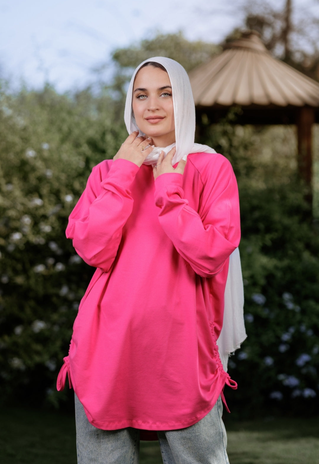 Fushia bow blouse