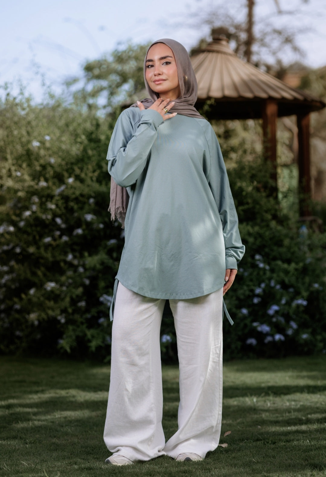Mint bow blouse
