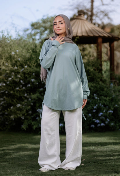 Mint bow blouse