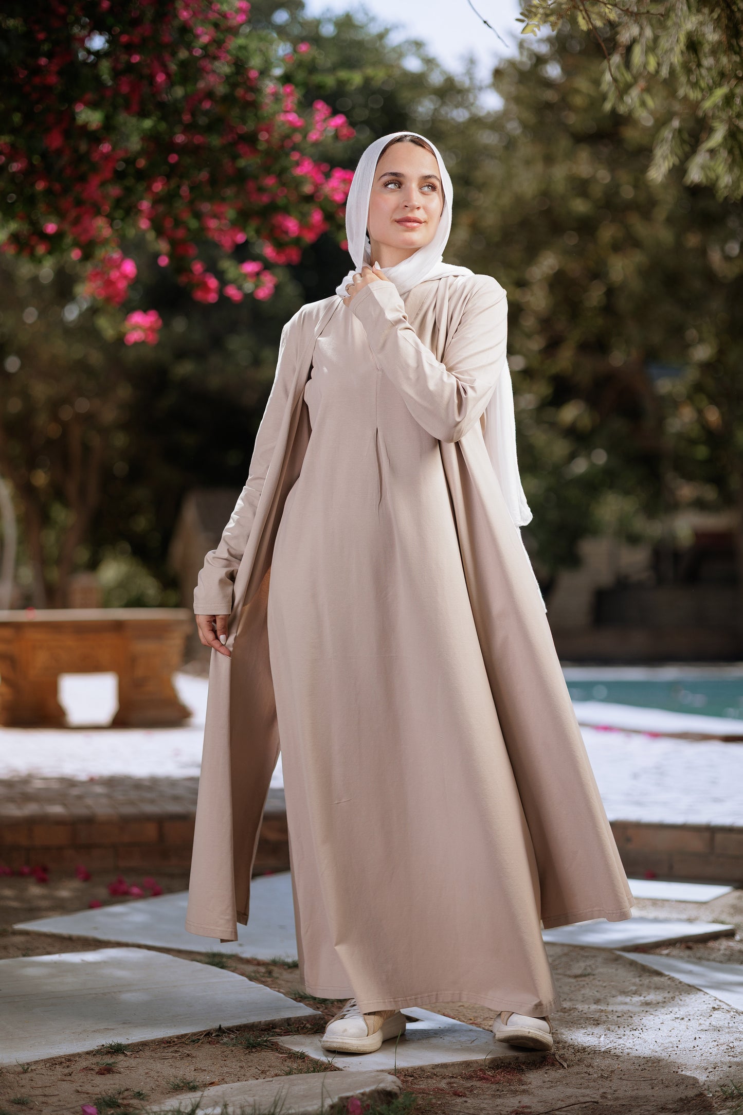 Beige suit dress