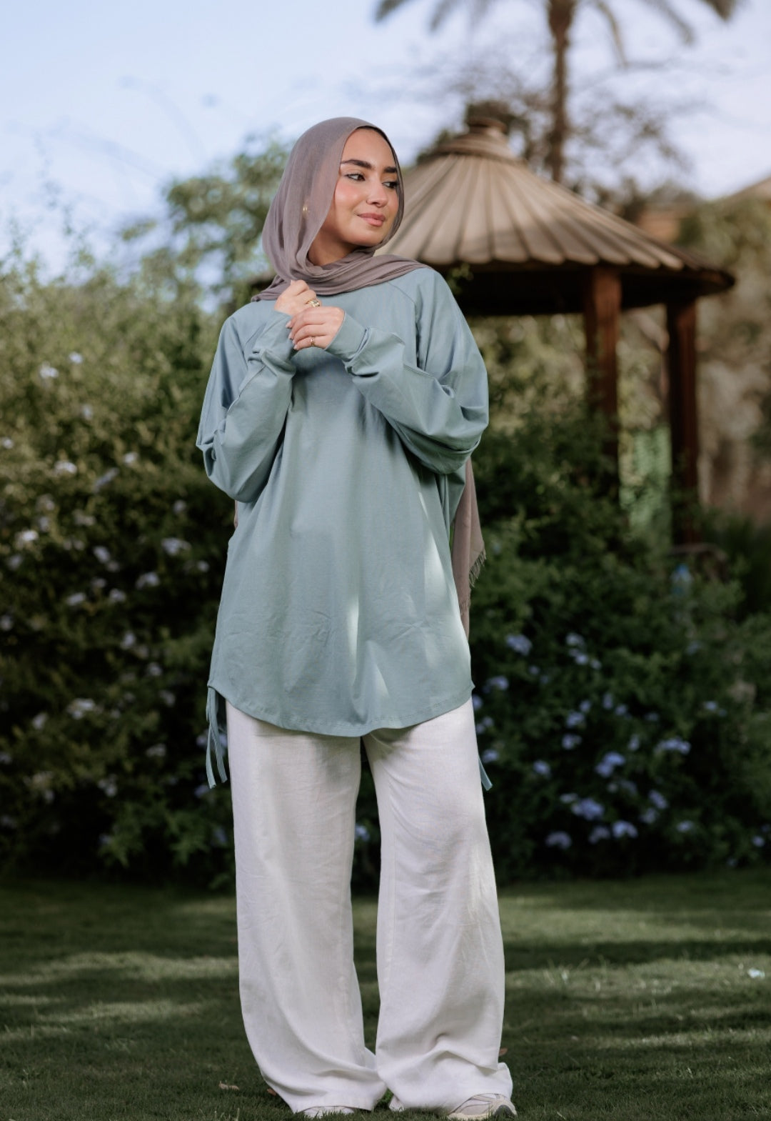 Mint bow blouse