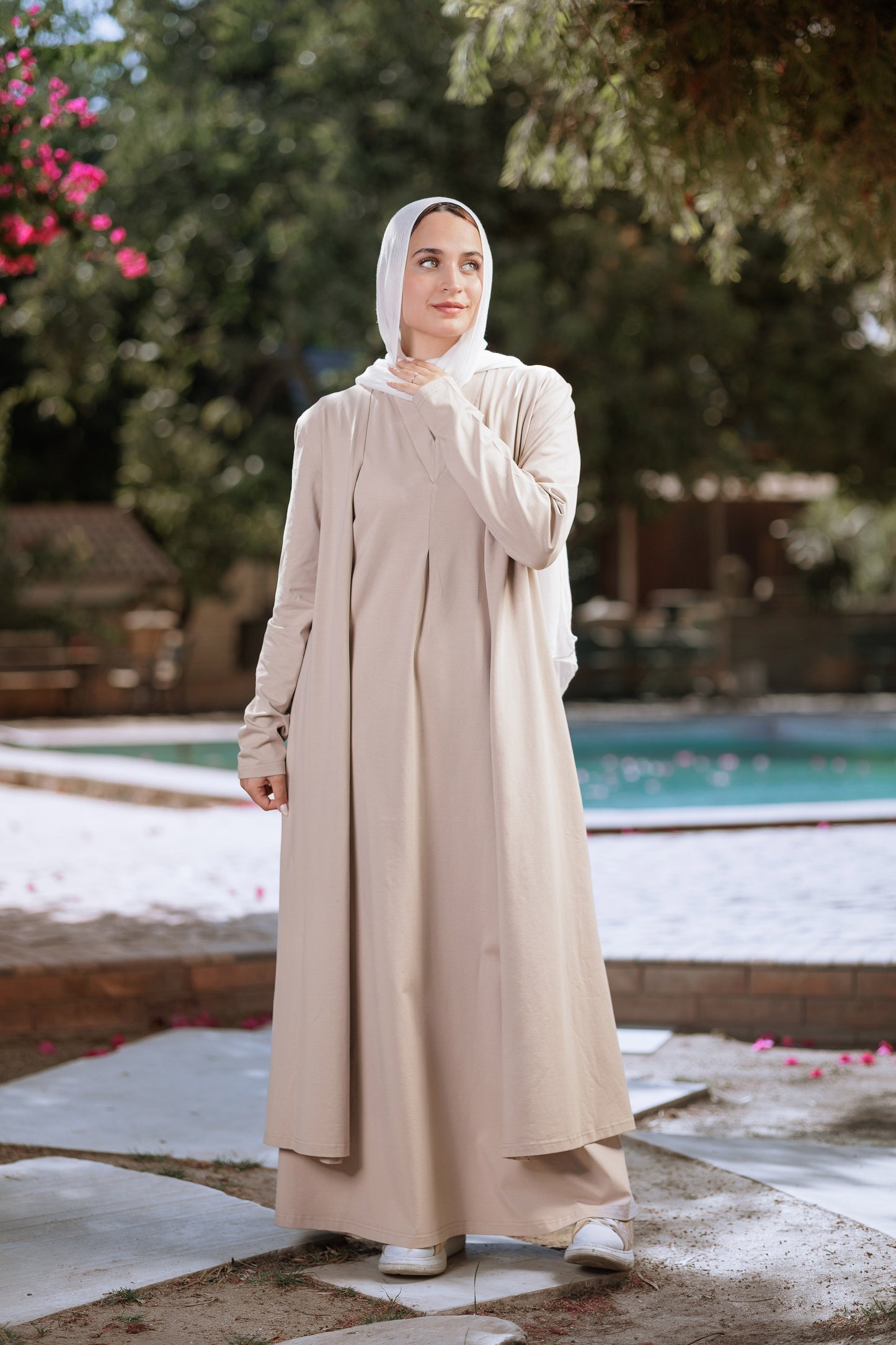Beige suit dress