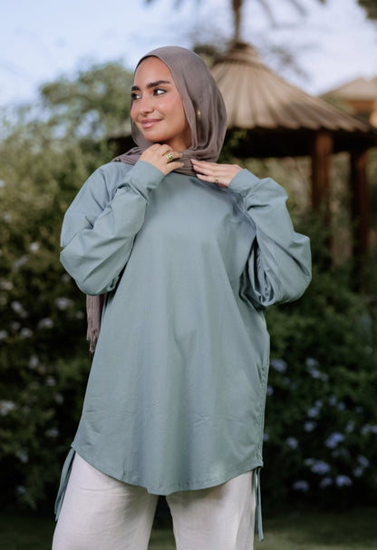 Mint bow blouse