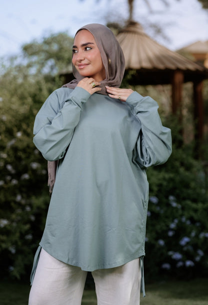 Mint bow blouse