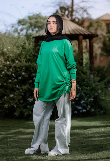 Green bow blouse