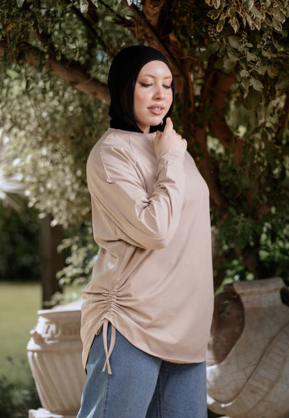 Beige bow blouse
